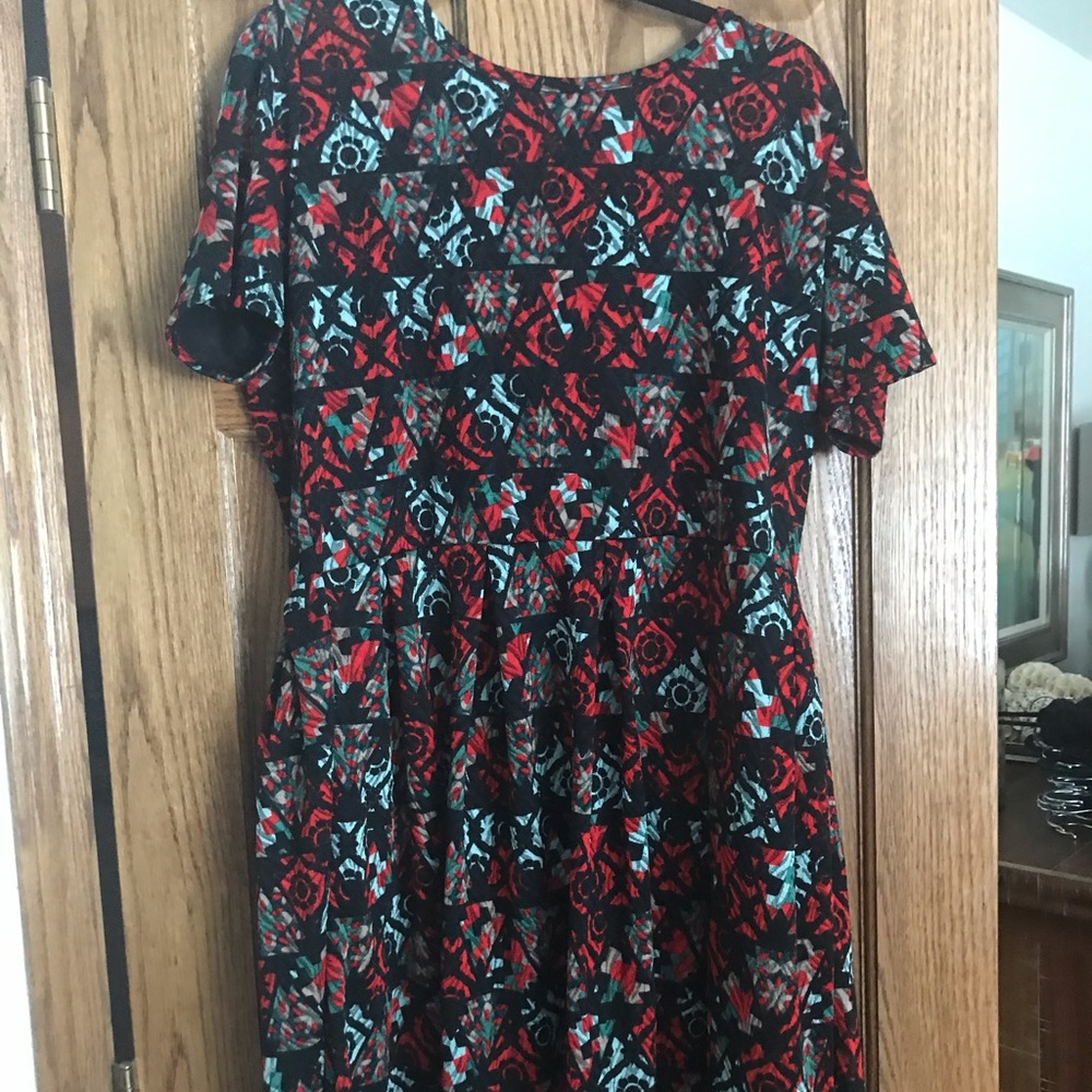 Lularoe Amelia Dress Black/Red/Green